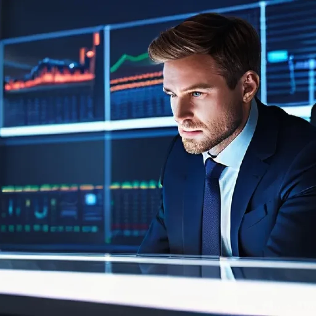 행동 재무학과 투자 심리 - **Prompt:** A discerning male investor, in his late 30s, dressed in a sharp, modern business suit, i...